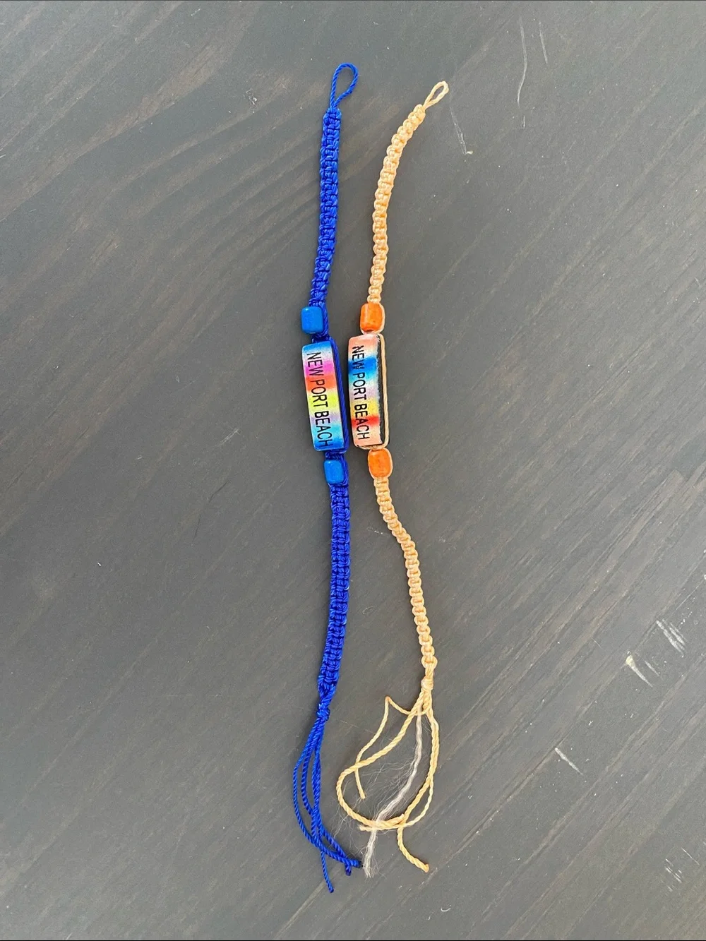 Newport Beach Rainbow Bar Cord Bracelets - Blue & Peach